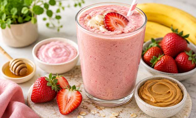 A Tall Cold Glass of Peanut Butter Jelly Smoothie