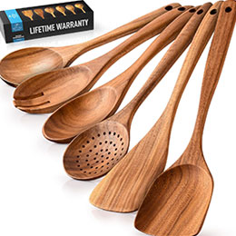 6 Piece Wooden Utensils
