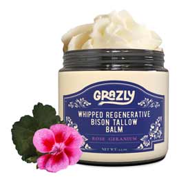 Whipped Bison Tallow Balm Manuka Honey Jojoba Rose Geranium Oil