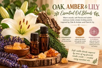 Oak, Amber and Lily Essential Oil Blends Reference Card for Diffuser and Room Spray