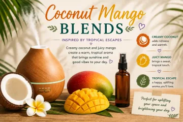 A Diffuser Surrounded by Coconut and Mango and the Recipes You Can Make With These Ingredients