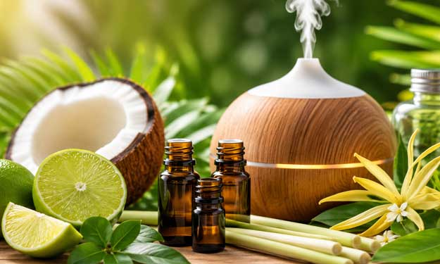 Coconut, Limes, Lemongrass Used in This Tropical Escape Essential Oil Blend